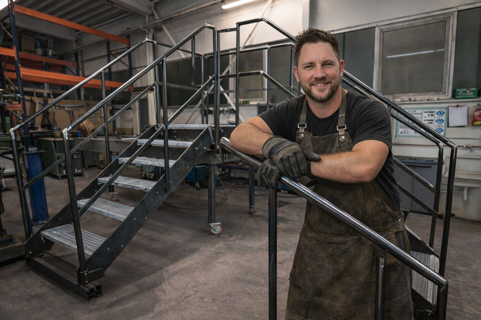Andy Hantke, Geschäftsführer von Metallbau Hantke, in der Werkstatt
